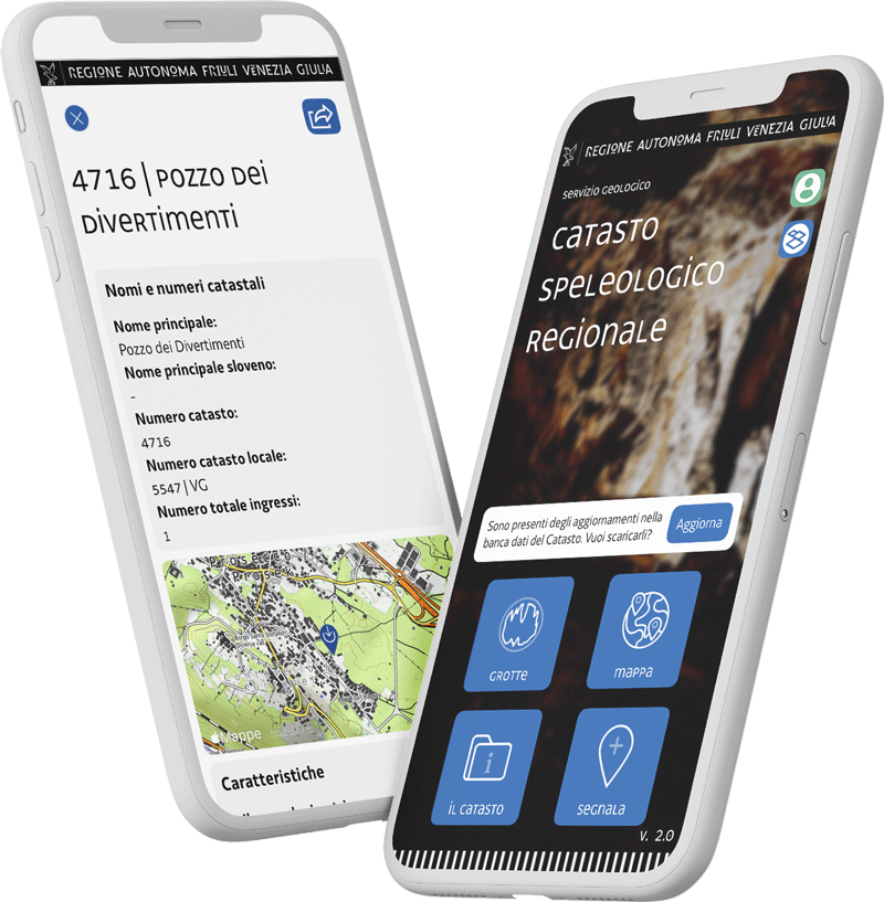 Anteprima dell'app Catasto Speleologico Regionale