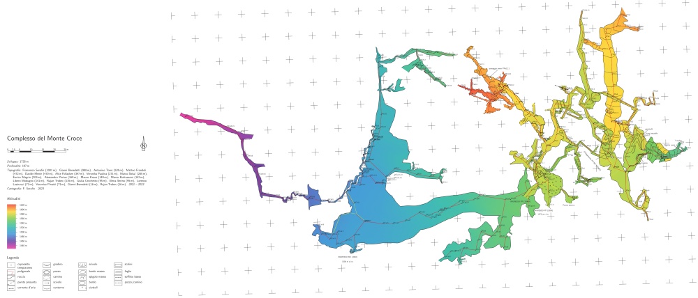 31/12/2023 - Francesco Serafin - LINDNER - Società di Studi Carsici Antonio Federico Lindner — Pianta del complesso  colorata in base altimetrica