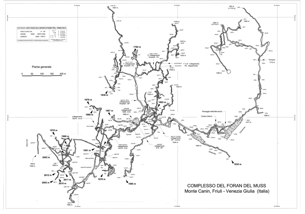 31/12/2002 - Alessandro Mosetti - GTS - Gruppo Triestino Speleologi — Planimetria complesso (2012)