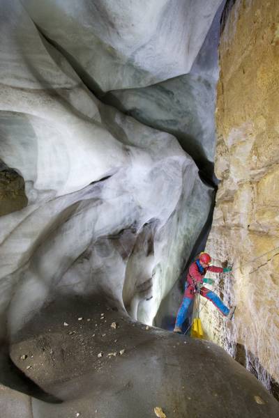 Lingua terminale del ghiacciaio prima del P105, Dobra P, Canin - Sandro Sedran (S-TEAM)